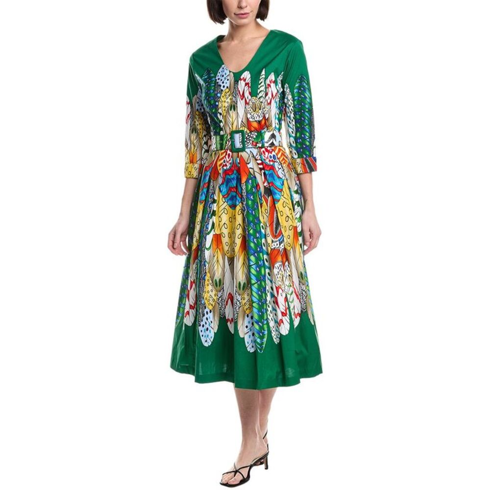 Samantha Sung Womens  Lana Midi Dress, Green